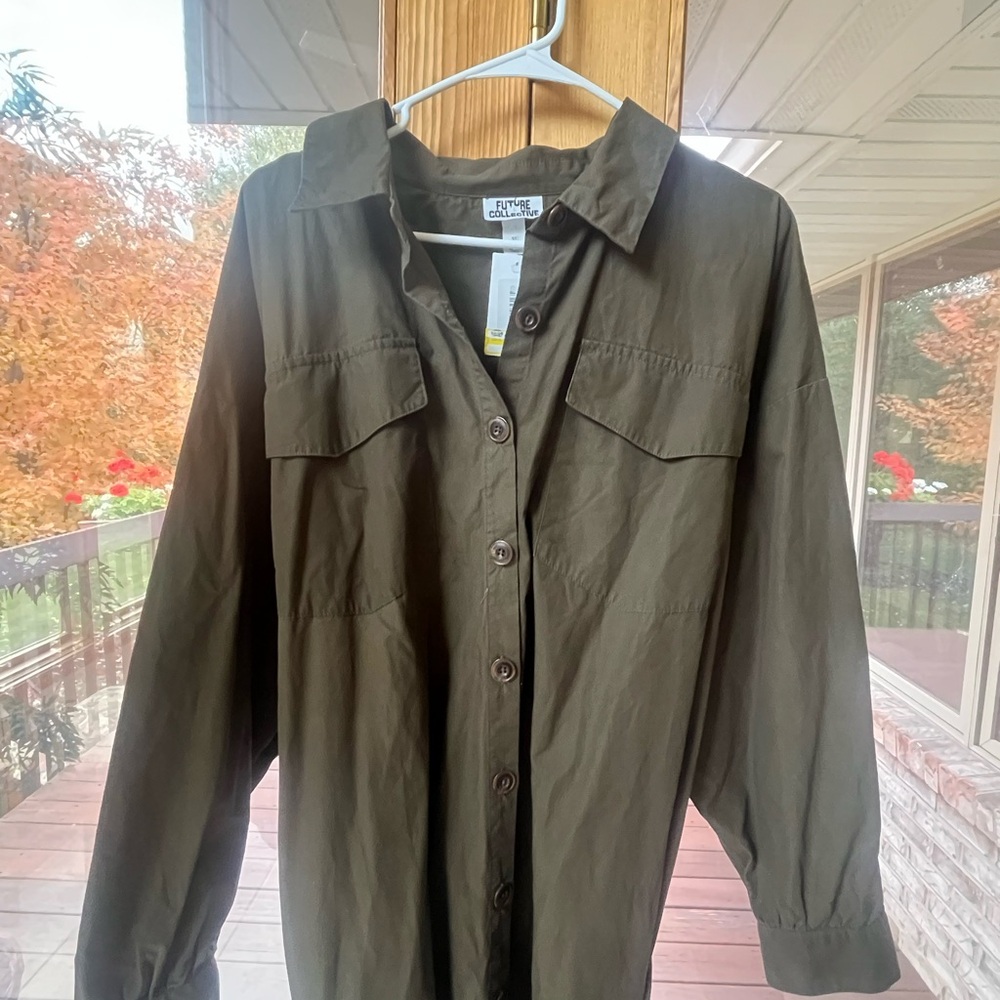 Olive Green Button-Up Shirt